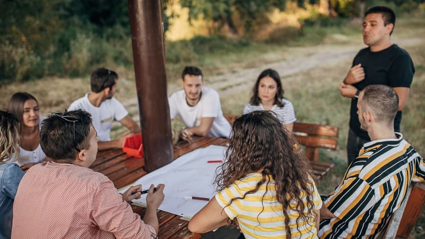 Group of animal keepers discussing a project