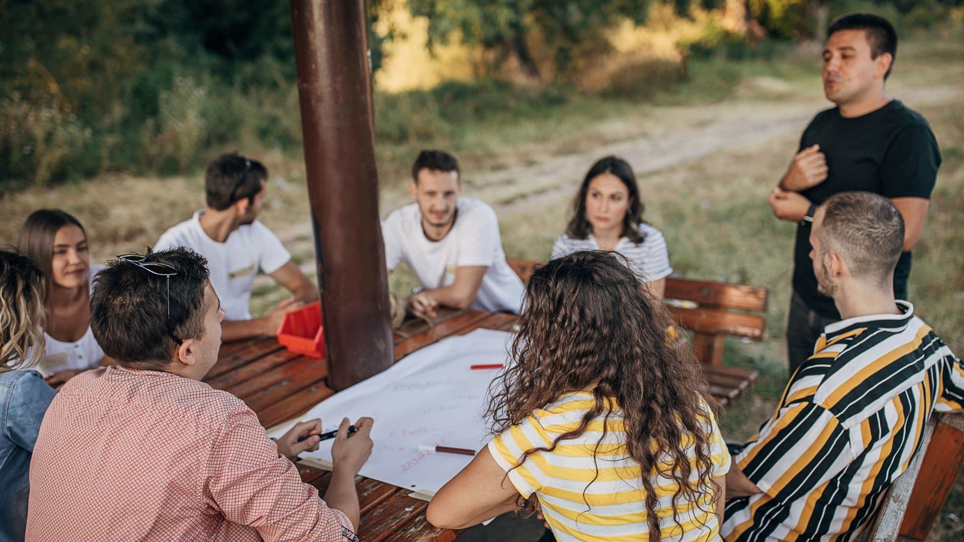 Group of animal keepers discussing a project